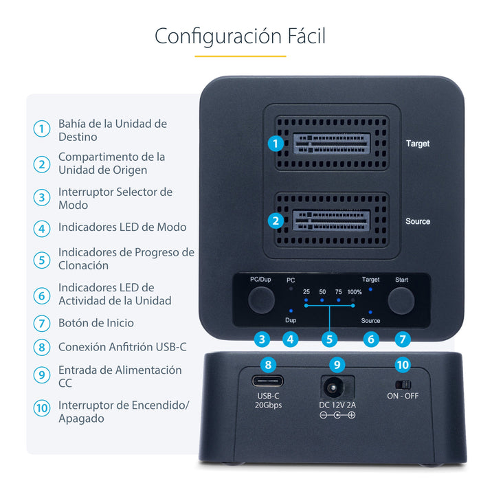 EAN 0065030898003 - StarTech.com M2-HDD-DUPLICATOR-N1 duplicador de datos y soporte Duplicador de HDD/ SSD (discos duros/unid imagen 14
