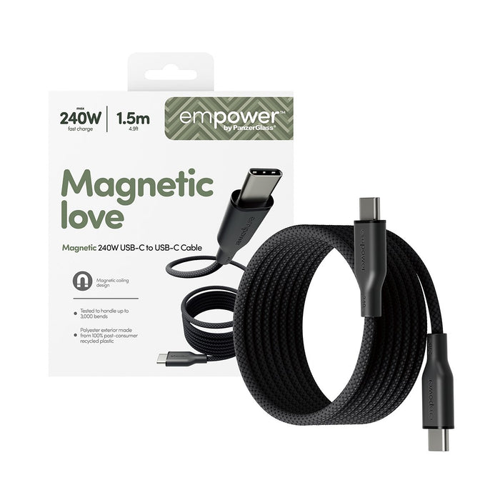 EAN 5715685027697 - PanzerGlass empower™ by ® Magnetic 240W USB-C to USB-C Cable | USB 2.0 | 1.5M | Space Black cable USB 1,5 imagen 5