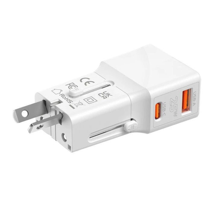 Mobile Origin Travel Adapter 25w Eu/Us/Uk/Au, White