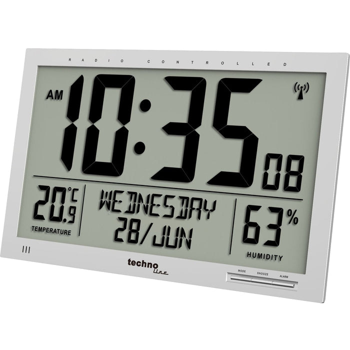 Technoline Ws 8013 Radio Reloj De Pared 369 Mm X 270 24 Plata Grande Display
