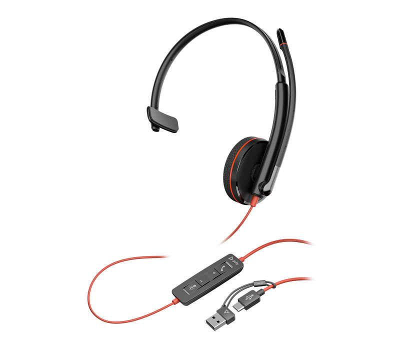 EAN 0197498433110 - HP Poly Blackwire 3210 Monaural USB-C Black Headset +USB-C/A Adapter (Bulk) Alámbrico Diadema Business/Ev imagen 4