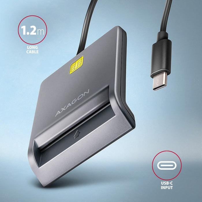 EAN 8595247908841 - Axagon CRE-SM3TC lector de tarjeta inteligente Interior USB USB Tipo C Gris imagen 3