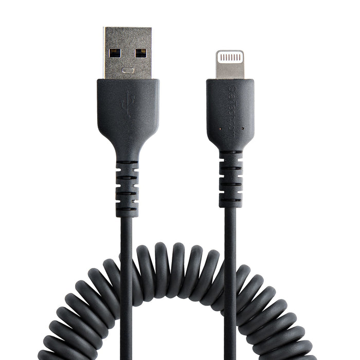 Usb To Lightning Cable - 1m    Cabl (3.3ft) Coiled Cable Black