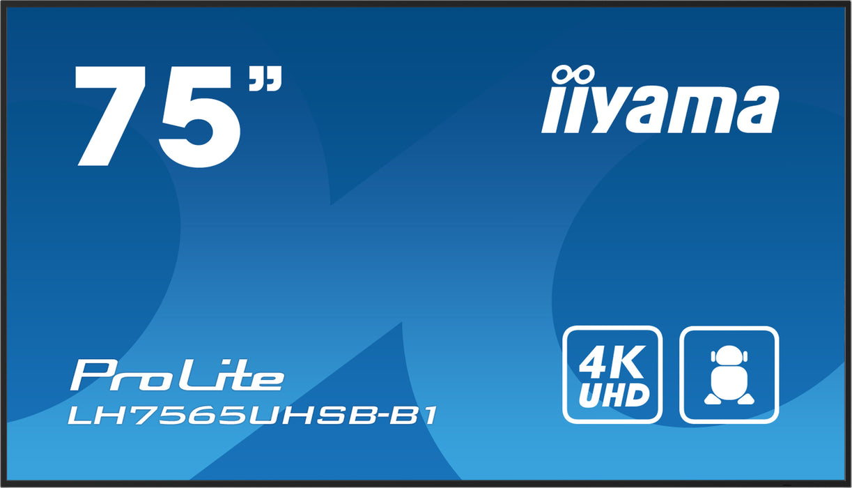 EAN 4948570123599 - iiyama LH7565UHSB-B1 pantalla de señalización Diseño de quiosco 189,2 cm (74.5") LED Wifi 800 cd / m² 4K  imagen 2