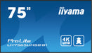 EAN 4948570123599 - iiyama LH7565UHSB-B1 pantalla de señalización Diseño de quiosco 189,2 cm (74.5") LED Wifi 800 cd / m² 4K  imagen 2