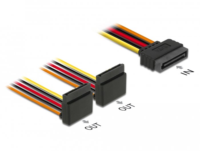 Cable De Alimentación De Delock Sata 15pin (Conector)> 2x Sata 15pin (Socke) 15 Cm 60170