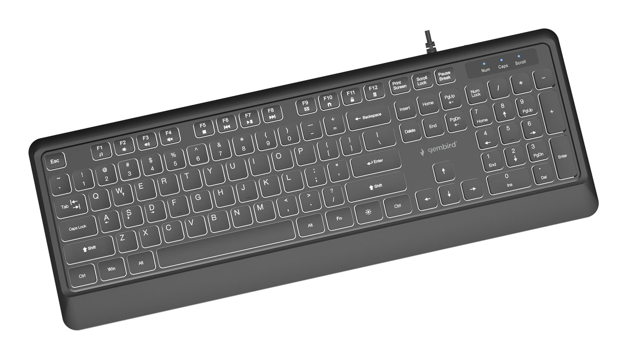 Gembird Slim Wired Backlight Keyboard Negro Us Layout