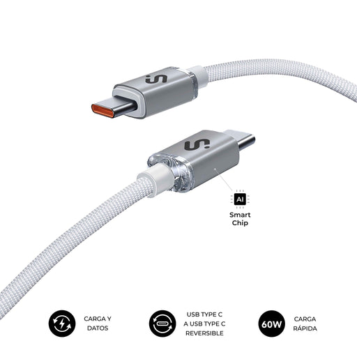 EAN 8436586743550 - SUBBLIM SUBCAB-C06010 cable USB USB 2.0 USB C Blanco imagen 2