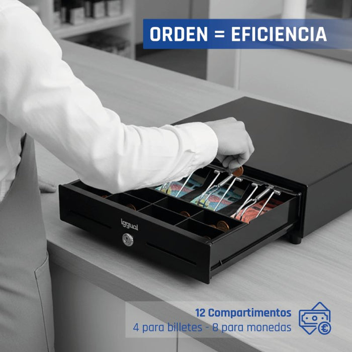 Iggual Cajón Portamonedas Iron-Xs 33cm 4+8 Negro