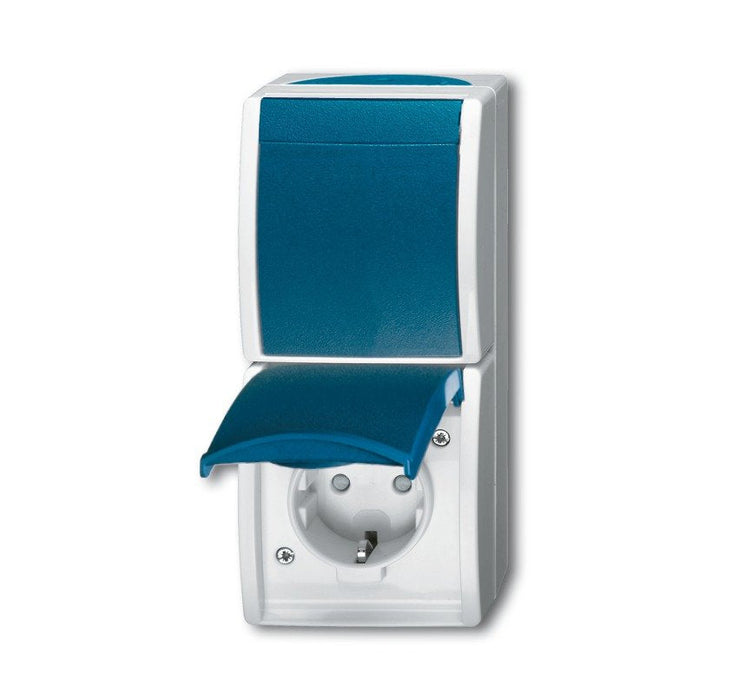 Ebw-53 Kombi Steckdose- Wippschalter Ocean Ip44 Grau Blau