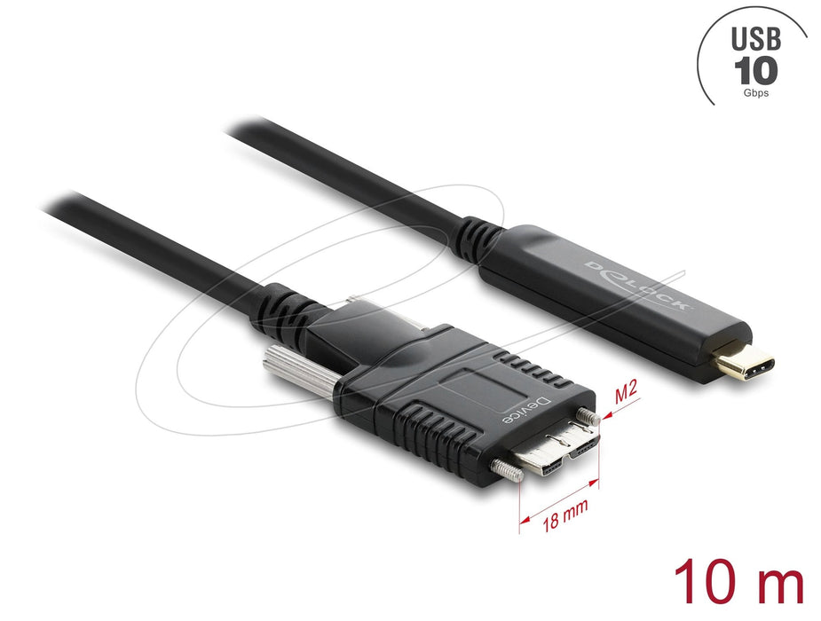 Delock Aktives Opticos Cable Usb 10 Gbps Usb Type-C Stecker Zu Typ Micro-B Stecker Mit Schrauben 10 M
