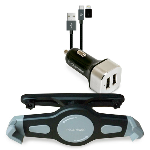 EAN 4040895003164 - RealPower Tablet Car Set Zubehoer-Set fuer Tablets Soporte activo para teléfono móvil Tablet/UMPC Negro,  imagen 1