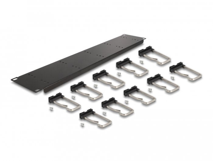 Delock Panel De Gestión De Cables De 19 Con 10 Ganchos Metálicos 2u Negro
