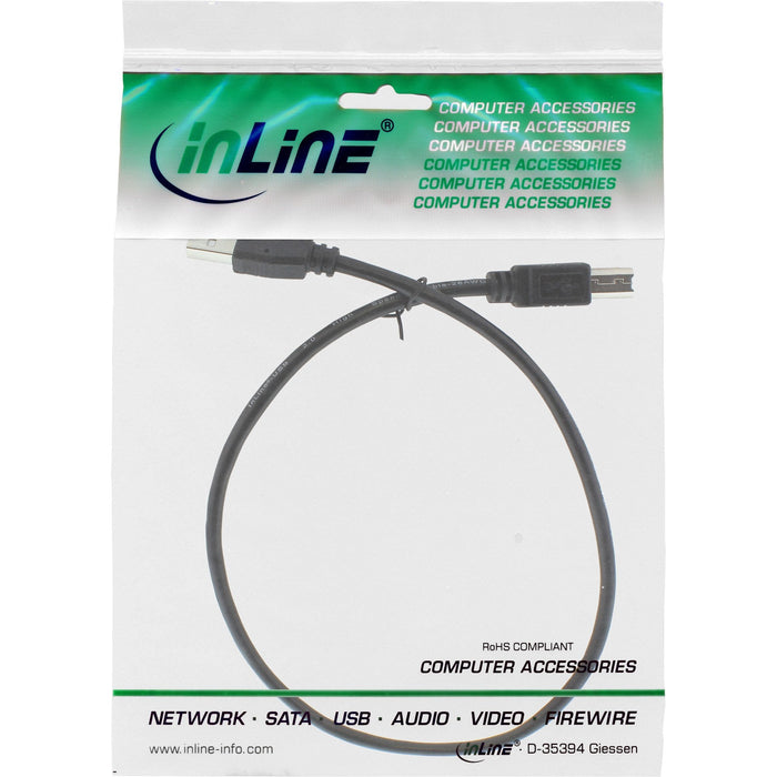 Inline Usb 2.0 Cable Tipo A Macho A B Macho Negro 0,5m