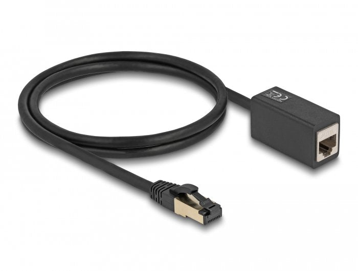Delock Netzwerk Verlängerungscable Rj45 Stecker Zu Rj45 Buchse Cat.8.1 S Ftp 1 M Schwarz