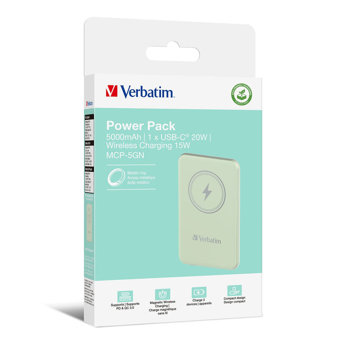 EAN 0023942322412 - Verbatim Charge 'n' Go Polímero de litio 5000 mAh Cargador inalámbrico Verde imagen 5