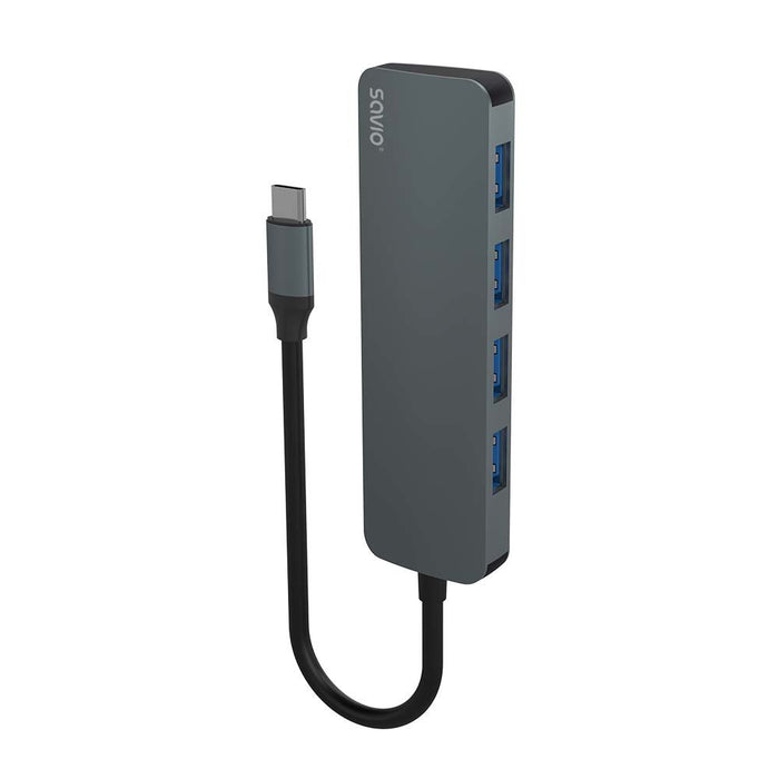 EAN 5901986047735 - Savio Hub USB-C - 4 x USB-A AK-54 USB 3.2 Gen 1 (3.1 Gen 1) Type-A 1000 Mbit/s Negro imagen 1