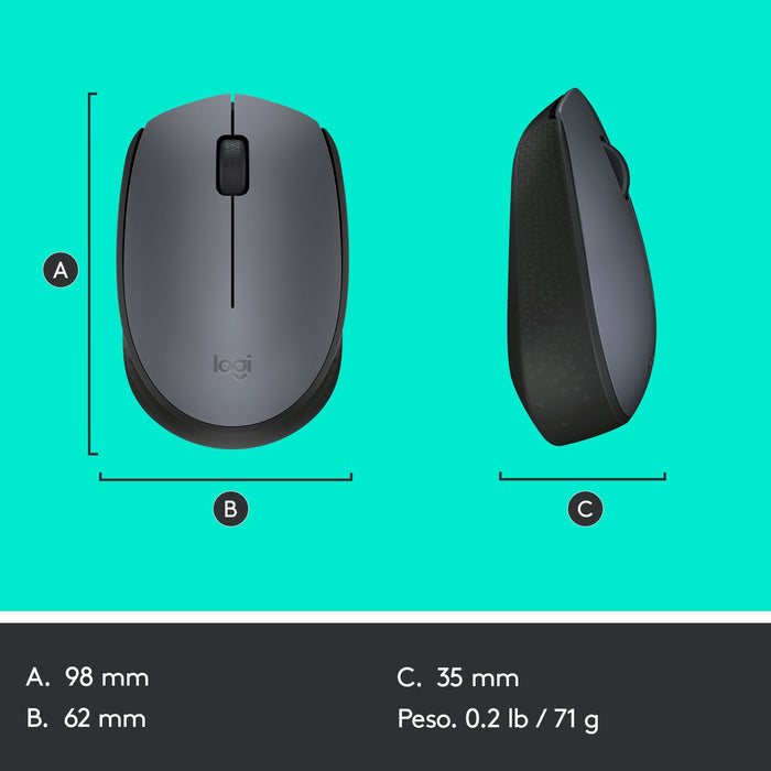 EAN 5099206062887 - Logitech M170 Grey-K ratón Oficina Ambidextro RF inalámbrico Óptico 1000 DPI imagen 13