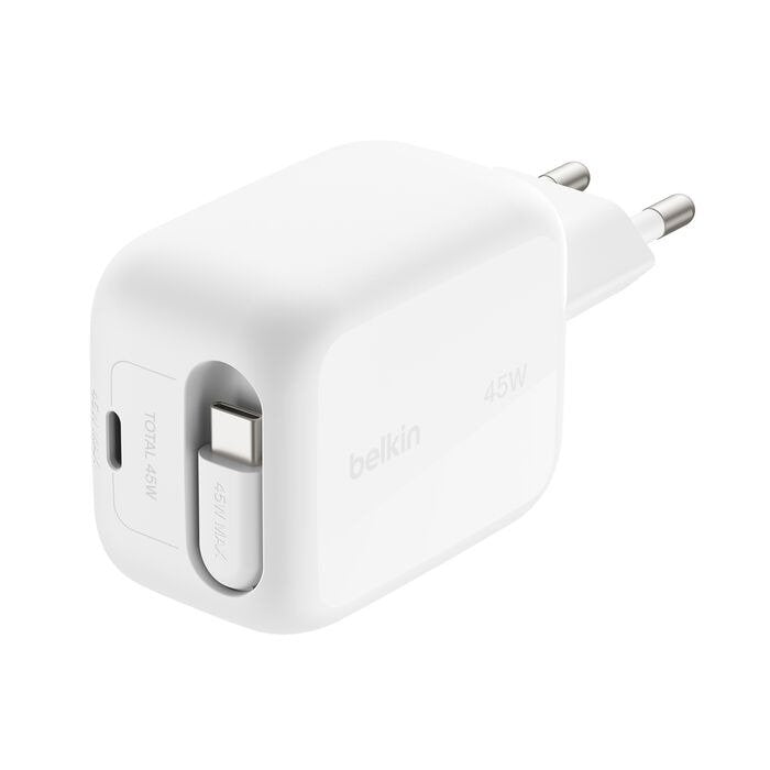 Belkin Boost Charge Pro 45w Dual Gan Retract.Cable Whi Wch023kqwh
