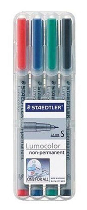 Staedtler Lumocolor 311 - Marker - No Permanente - Negro, Rojo, Azul, Verde - 0.4 Mm - Extrafein (Paquete De 4)
