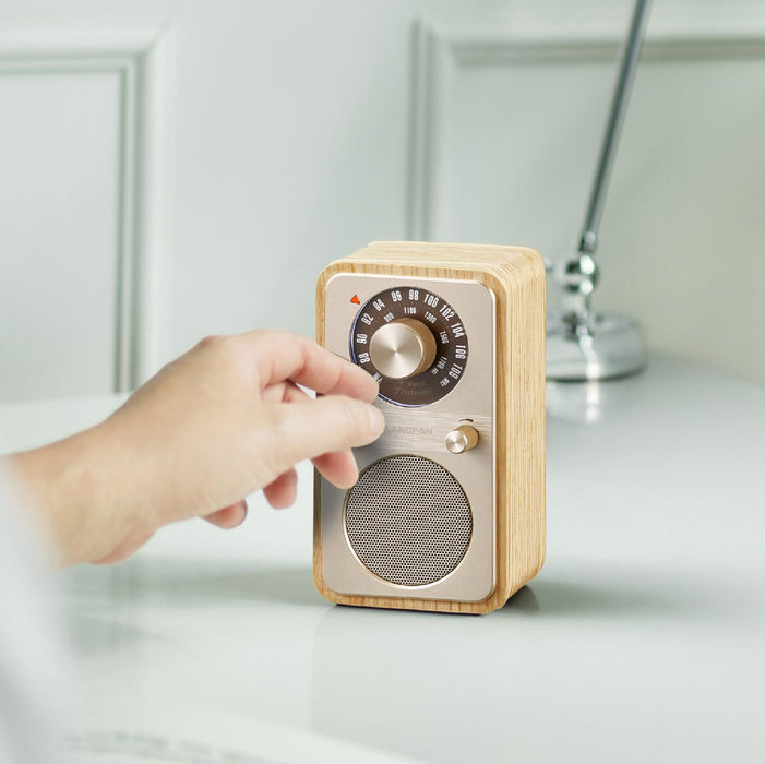 Sangean Wr-9 Fresno Blanco Radio Analógica De Madera Con Am Fm Bluetooth