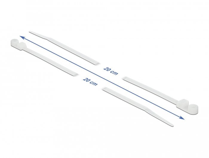 Delock Cablebinder Mit Befestigungsöse L 200 X B 4,8 Mm Weiss 10 Stück
