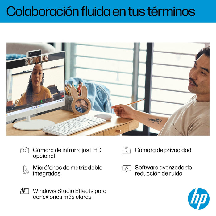 All In One Hp Desktop Ai 27 Cr2000ns 27" Full Hd Intel Core Ultra 5 225u 16 Gb Ram 512 Gb Ssd Uhd Graphics Windows 11 Home Shell White