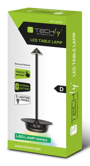 Techly I-Lamp-Table3 Lámpara Led Inalámbrica Con Base Táctil Regulable Rgb