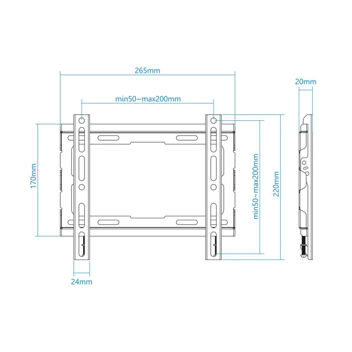 Tooq Soporte Fijo De Pared Para Tv De 23"-43" - Peso Max 45kg - Vesa 200x200mm