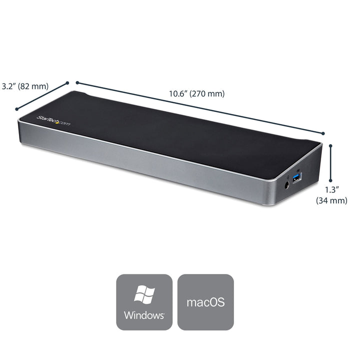 Startech Dock Usb-C Para Tres Monitores 4k Con 5 Puertos Usb 3.0