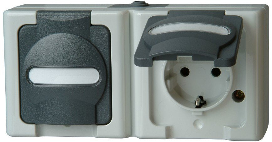 Kopp 131256002 Azul Electric Schuko Steckdose M.Klappd. 2f Fertig Verdrahtet Gra