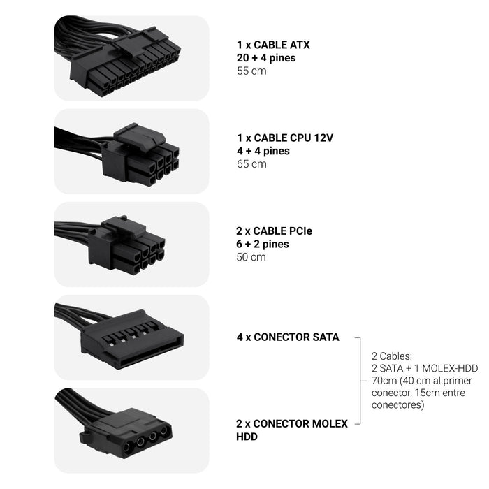 EAN 8436556143014 - CoolBox Powerline III 650 unidad de fuente de alimentación 20+4 pin ATX Negro imagen 3