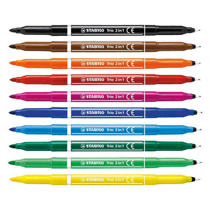 Rotuladores Doble Punta Stabilo Trío 0.5mm 2mm 10 Unidades Colores Surtidos