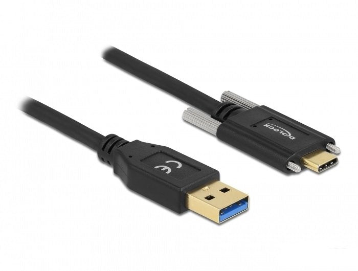 Delock Usb 10 Gbps Cable Typ-A Stecker Zu Usb Type-C Stecker Mit Schrauben Seitlich 1,5 M