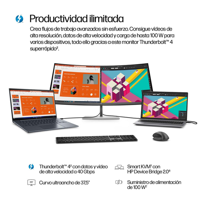 EAN 0197497776584 - HP Series 7 Pro 37.5 inch WQHD+ Thunderbolt 4 Monitor - 738pu pantalla para PC 95,2 cm (37.5") 3840 x 160 imagen 9