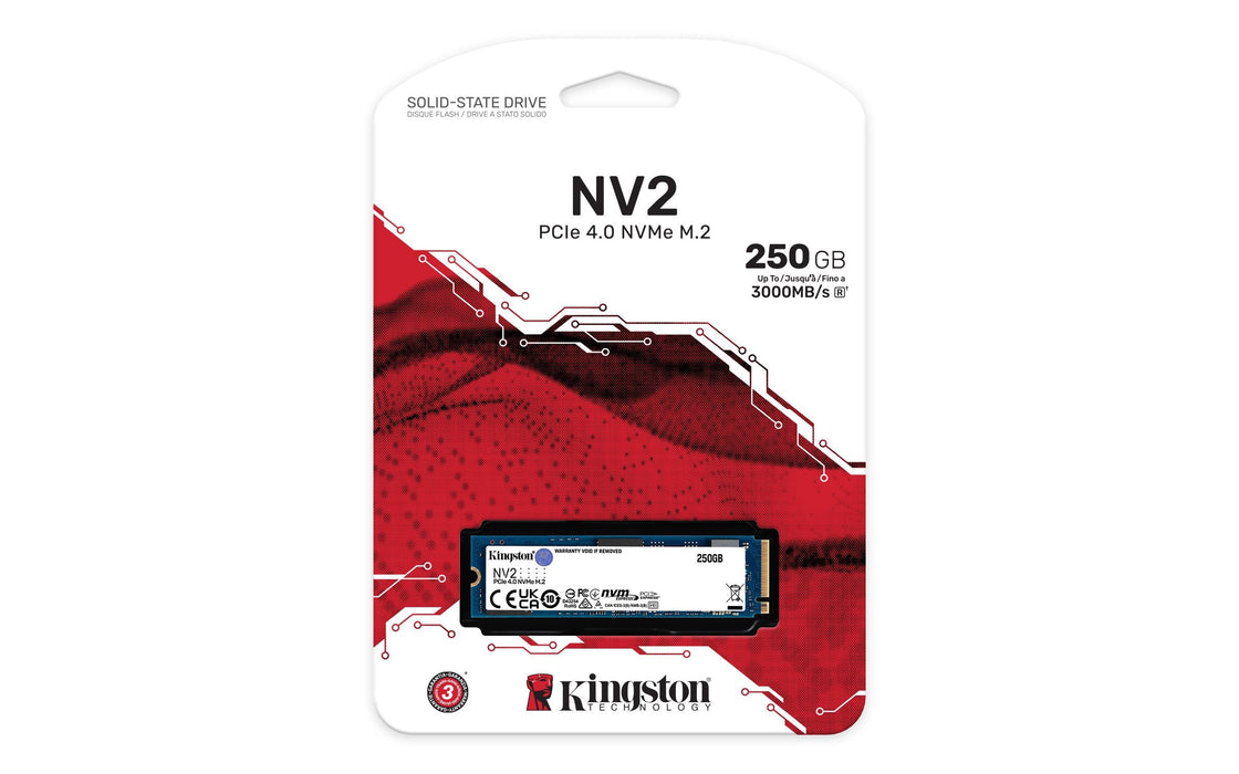 Disco Ssd Kingston Nv2 M.2 250gb Pcie G4x4 2280  Rw: 3000/1300mb/S, 80tbw Nvme