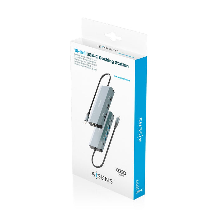 Docking Usb Tipo-C Aisens Asuc-10p052-Gr 2xhdmi 4k 1xrj45 3xusb 1xusb Tipo-C 1xusb Tipo-C Pd 1xlector De Tarjetas Gris