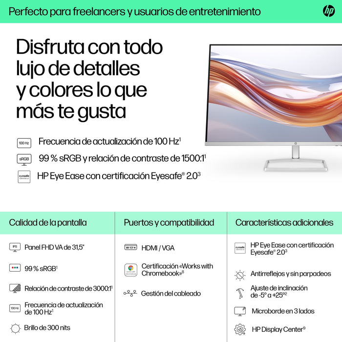 EAN 0197498945118 - HP Series 5 31.5 inch FHD Monitor - 532sf pantalla para PC 80 cm (31.5") 1920 x 1080 Pixeles Full HD LCD  imagen 12