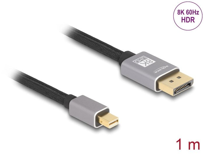 Mini Displayport Zu Displayport Cable 8k 60 Hz 1 M Grau Metall Ohne Einrastfunktion