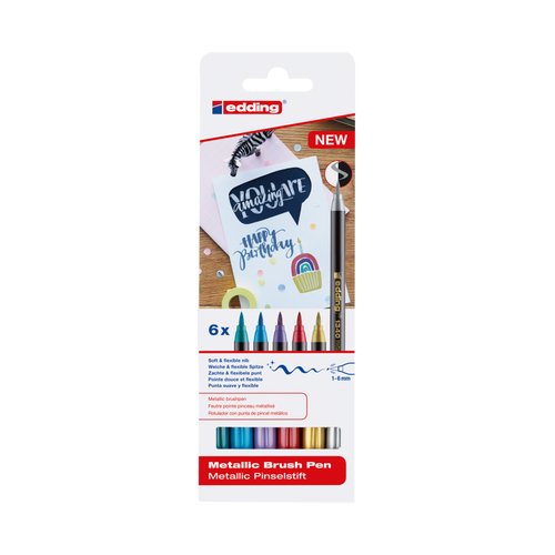 EAN 4057305049933 - Edding 1340 rotulador Oro, Azul metálico, Metallic green, Rojo metalizado, Violeta metalizado 6 pieza(s) imagen 1