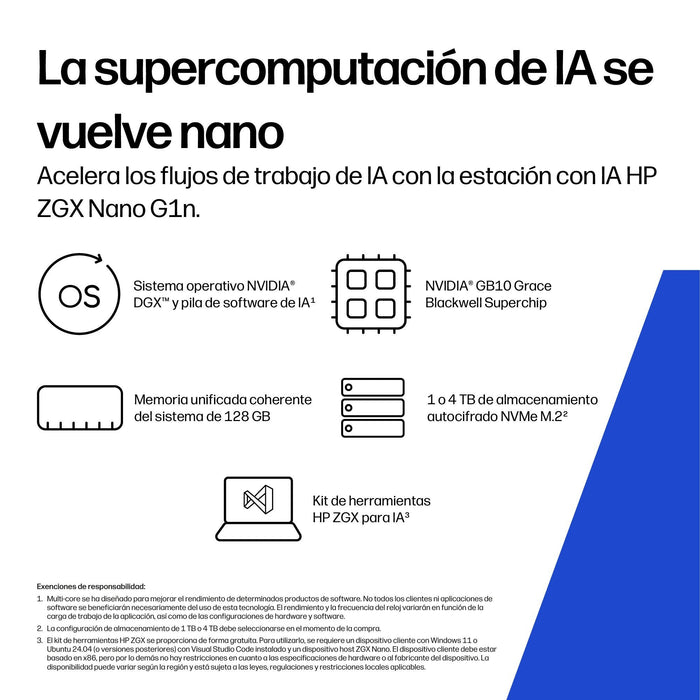 Hp Zgx Nano G1n Ai Station Nvidia Graceblackwell 10 128go Lpddr5x 4to Ssd Pcie Integrated Ubuntu 1-1-0 Wty Be+Bt