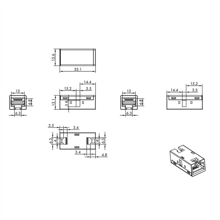 Roline Rj-45 Kupplung Geschirmt, Cat.6a (Class Ea), Metallgehuse