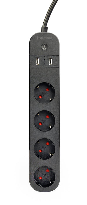 EAN 8716309128407 - Gembird TSL-PS-S4U-01 regleta inteligente 4 salidas AC Tipo E 1,5 m 3 3680 W Negro imagen 10