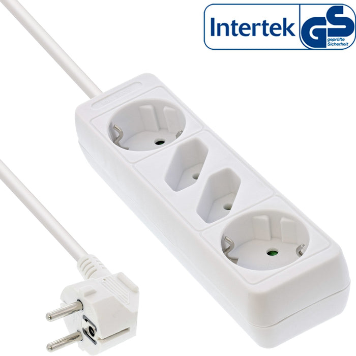 Inline Regleta 4 Tomas 2x Tipo F + 2x Euro Con Seguridad Para Niños Blanco 3m