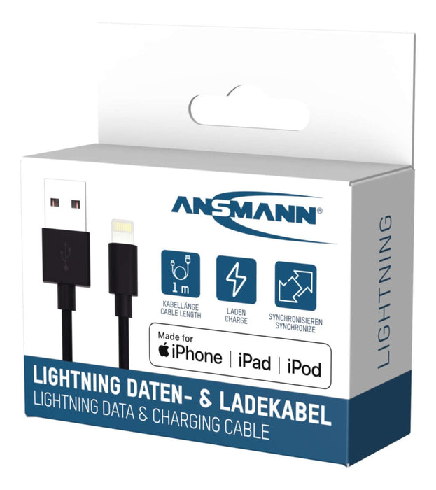 Cable De Carga Y Datos Ansmann Usb A Lightning De 100 Cm