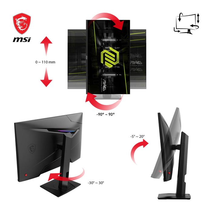 Monitor Gaming  Msi Mag 274qrfde Qd E2 (27 Pulgadas), Negro, Wqhd, Rapid Ips, Hdr, Adaptive-Sync, Panel De 180hz 9s6-3cc29h-223