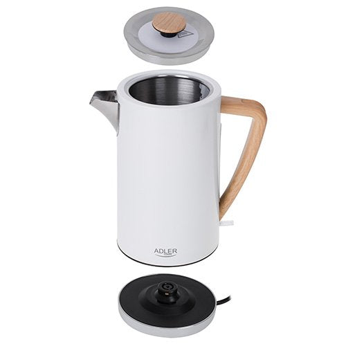EAN 5903887808668 - Adler AD 1347W tetera eléctrica 1,5 L 2200 W Blanco, Madera imagen 6