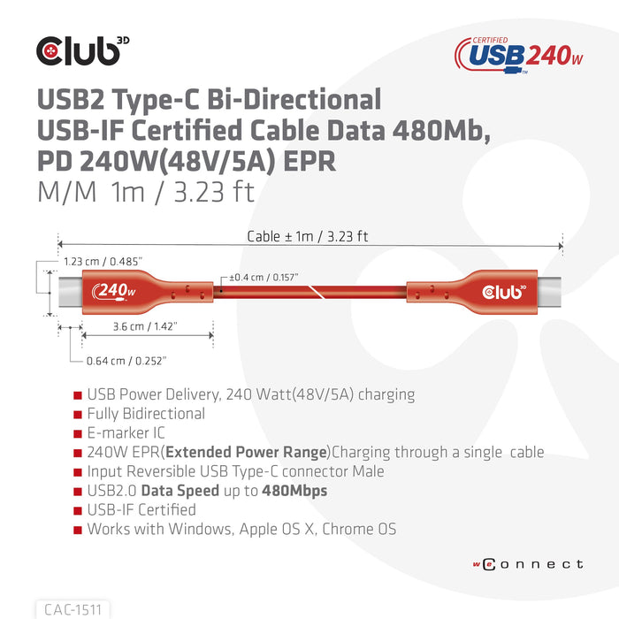EAN 8719214472627 - CLUB3D CAC-1511 cable USB USB 2.0 USB C Naranja imagen 7