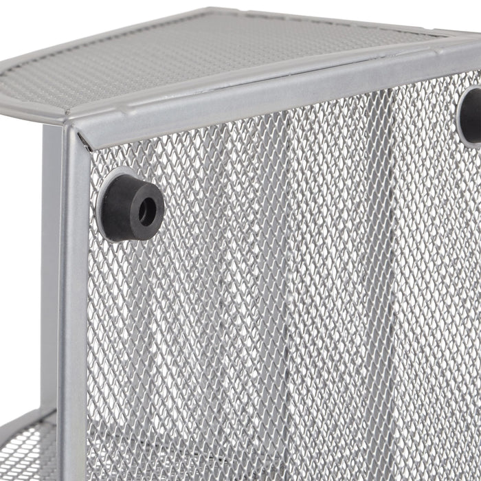 Relaxdays Escritorio-Organizer 5 Compartimentos, Metal Plateado