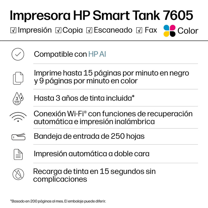 EAN 0195908302643 - HP Smart Tank 7605 All-in-One Printer Inyección de tinta térmica A4 4800 x 1200 DPI 15 ppm Wifi imagen 11